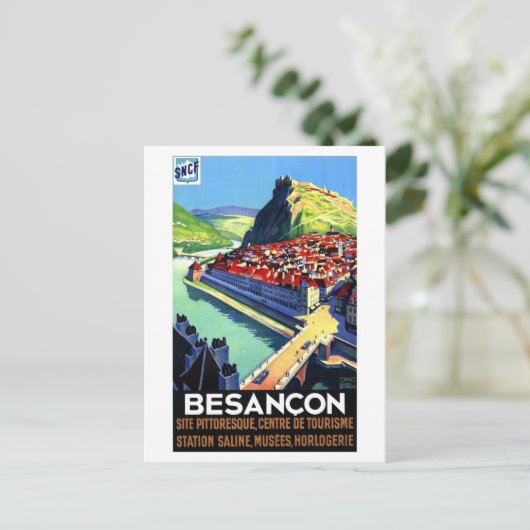 Besancon areal uitzicht, Frankrijk, panorama, vint Briefkaart (Staand voorkant)