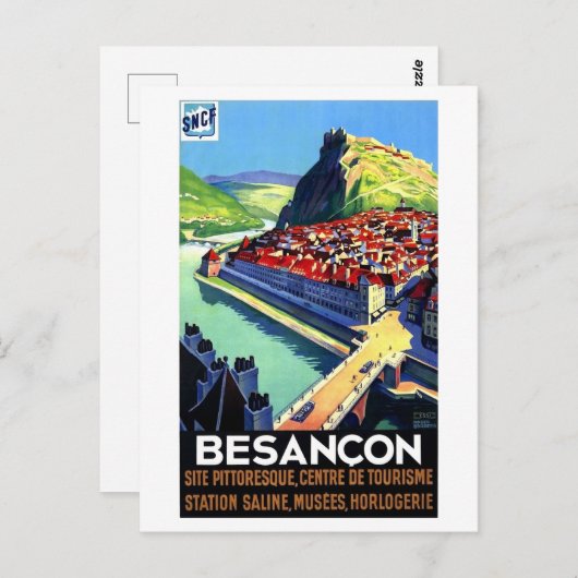 Besancon areal uitzicht, Frankrijk, panorama, vint Briefkaart (Voorkant / Achterkant)