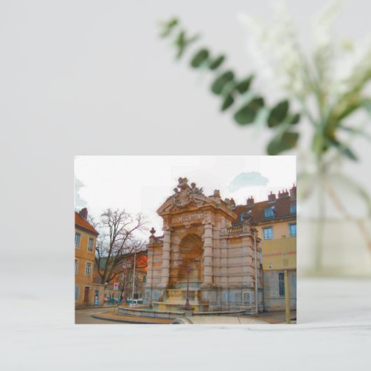 Besançon, oude fontein briefkaart (Staand voorkant)