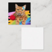 Beschadigde kat op regenboogachtergrond vierkante visitekaartje (Voorkant / Achterkant)