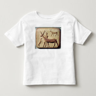 Beschadigde reliëf waarin een man met herten wordt kinder shirts