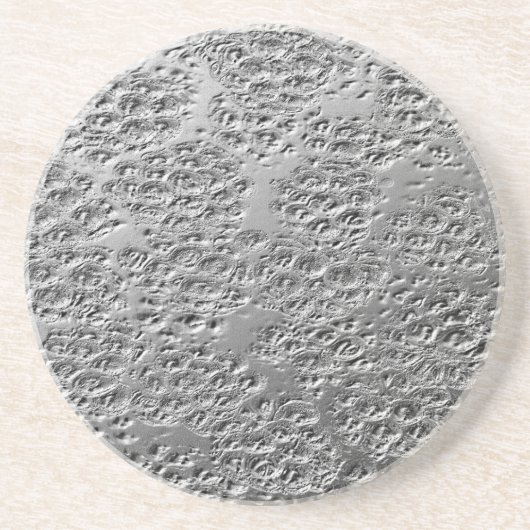 Beschadigde zilvermetalen zandsteen onderzetter (Voorkant)
