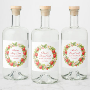 Bescheiden Baby Shower Aardbei Baby Meisje Jongen Likeurfles Etiket