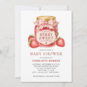 Bescheiden Baby Shower Aardbei Jam Pot Gingham Kaart (Voorkant)