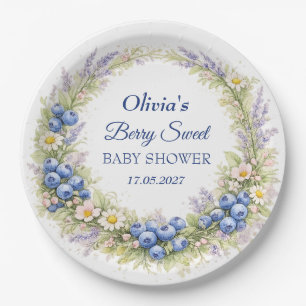 Bescheiden Babyfeest Blauwe Bes Baby Meisje Jongen Papieren Bordje