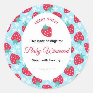 Bescheiden Blauwe Aardbei Baby Shower Ronde Sticker