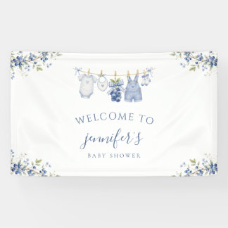 Bescheiden Blauwe Bes Zoete Baby Shower Welkomstba Spandoek