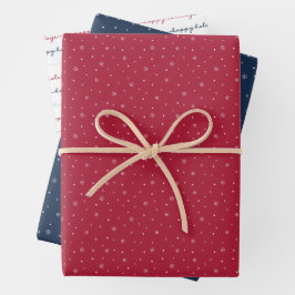 Bescheiden Blauwe Sneeuwvlok Kerstcadeaupapier Vel