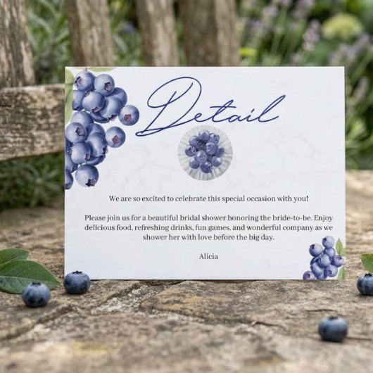 Bescheiden Blauwebes Bruiloft Details Kaart