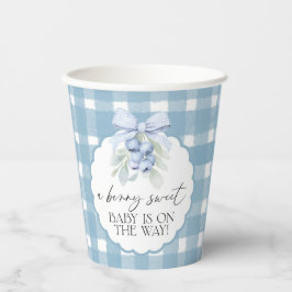 Bescheiden Blauwebes Gingham Baby Shower Papieren Bekers