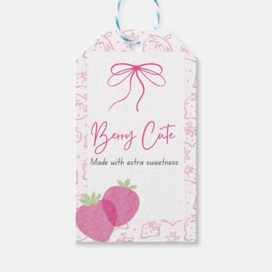 Bescheiden Cadeautags met Aardbeien Cadeaulabel (Voorkant)