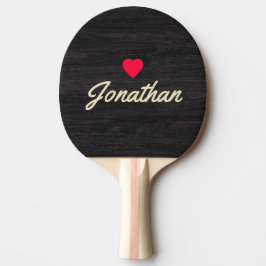 Bescheiden Donker Hout Vintage Hart Handtekening Tafeltennisbatje