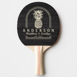 Bescheiden Donkere Houten Ananas Bruidsboog & Naam Tafeltennisbatje