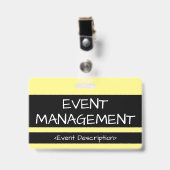 Bescheiden "EVENT MANAGEMENT" Badge (Voorzijde met clip)