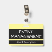 Bescheiden "EVENT MANAGEMENT" Badge (Achterkant met clip)