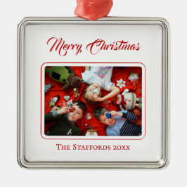 Bescheiden Kerstmis Witte Foto Ornament