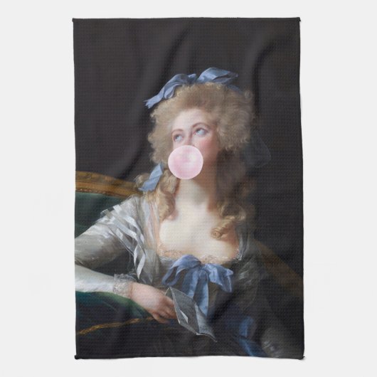 Bescheiden met Roze Kauwgom Theedoek (Verticaal)