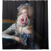 Bescheiden met roze pioen douchegordijn (Voorkant)
