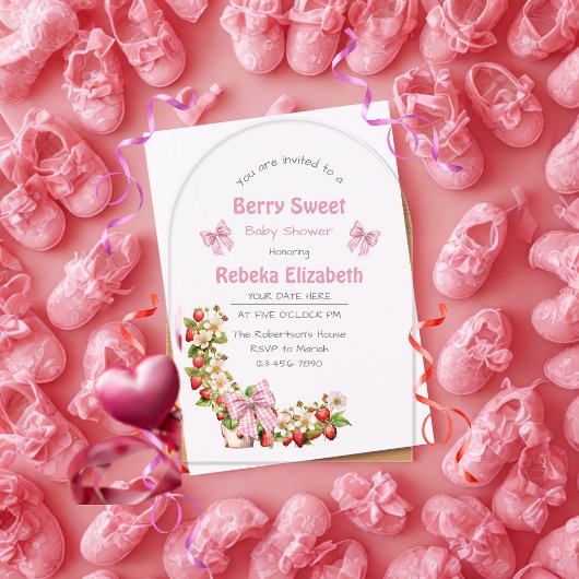 Bescheiden Roze Gingham Baby Shower Uitnodiging