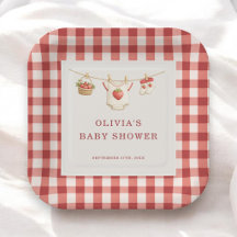 Bescheiden Strawberry Gingham Baby Shower Feestje