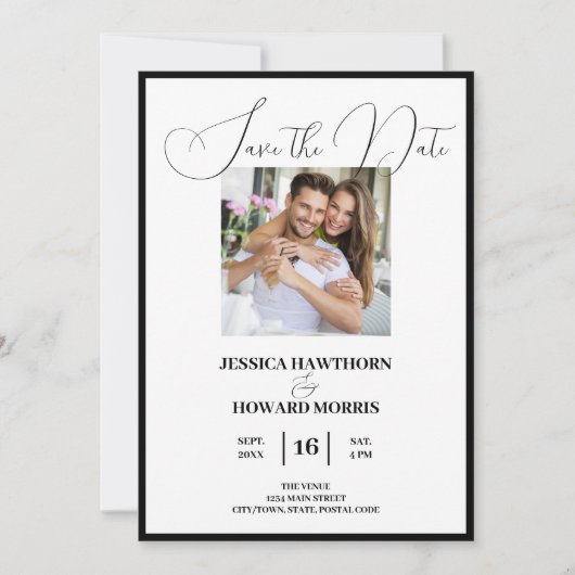 Bescheiden Witte Save the Date (Voorkant)