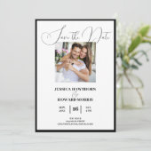 Bescheiden Witte Save the Date (Staand voorkant)