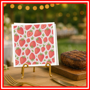 Bescheiden Zoet   Aardbeien Baby Shower Servet