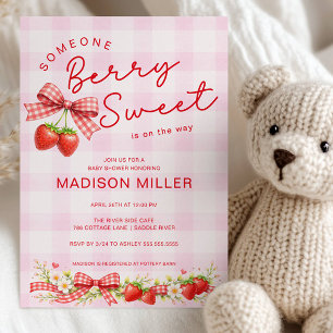 Bescheiden Zoete Aardbei Baby Shower Uitnodiging