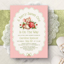 Bescheiden Zoete Aardbei Baby Shower Uitnodiging