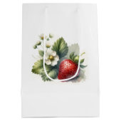 Bescheiden Zoete Aardbei en Bloemmotief Medium Cadeauzakje (Achterkant)