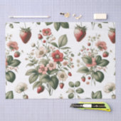 Bescheiden Zoete Aardbei en Bloemmotief Tissuepapier (Craft)