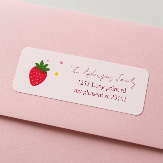 Bescheiden Zoete Aardbei Roze Etiket