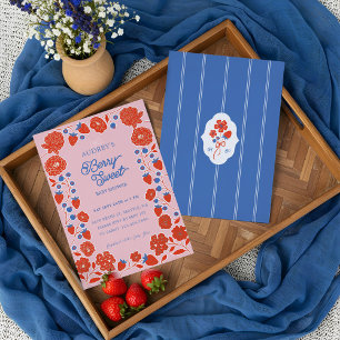 Bescheiden Zoete Aardbeien, Blauwe Bosbessen & Blo Folie Uitnodiging