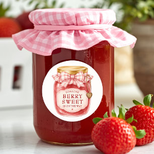 Bescheiden Zoete Aardbeienjam Baby Shower Favor Ronde Sticker