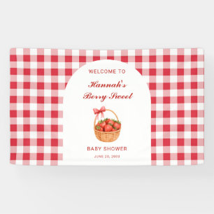 Bescheiden Zoete Aardbeimeisje Baby Shower Welkom Spandoek
