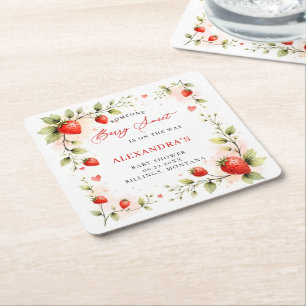 Bescheiden Zoete Aardbeituin Zomer Baby Shower Kartonnen Onderzetters