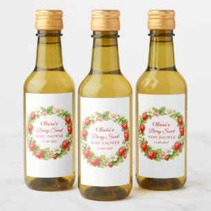 Bescheiden Zoete Baby Shower Aardbei Baby Meisje J Wijn Etiket