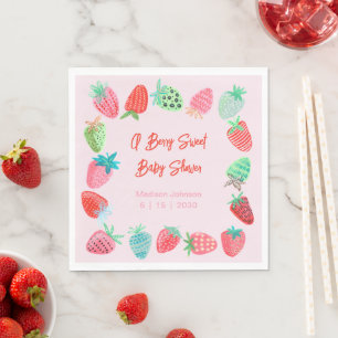 Bescheiden Zoete Baby Shower Aardbei Servet