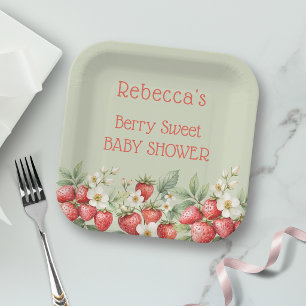 Bescheiden Zoete Baby Shower Aardbeien Papieren Bordje