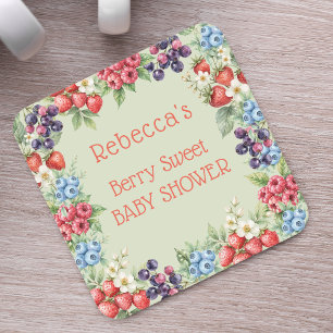 Bescheiden Zoete Baby Shower frame van bessen Kartonnen Onderzetters