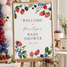 Bescheiden Zoete Bessen Baby Shower Welkomstbord Poster