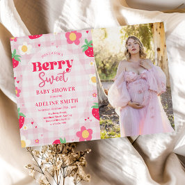 Bescheiden Zomer Aardbei Baby Shower Foto Kaart