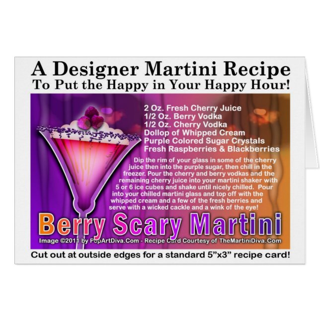 Bescherende Halloween Martini Receptkaart (Voorkant Horizontaal)