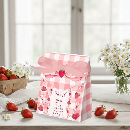 Beschering Eerste Verjaardag Rode Gingham Strikken Bedankdoosjes