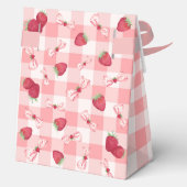 Beschering Eerste Verjaardag Rode Gingham Strikken Bedankdoosjes (Achterkant)