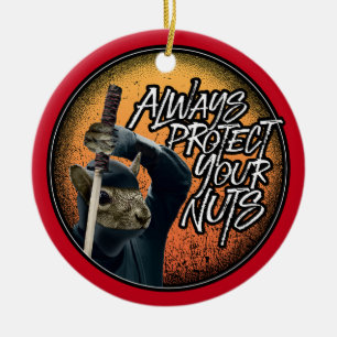 Bescherm altijd je noten - grappige ninja eekhoorn keramisch ornament