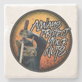 Bescherm altijd je noten - grappige ninja eekhoorn stenen onderzetter (Voorkant)