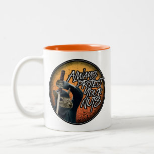 Bescherm altijd je noten - grappige ninja eekhoorn tweekleurige koffiemok