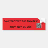 BESCHERM/BEWAAR DE DIEREN! ZE VERTROUWEN OP ONS!! BUMPERSTICKER (Voorkant)