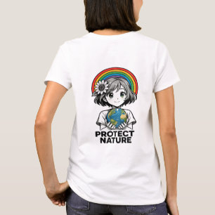 🌈 "Bescherm de Aarde – Anime Meisje Houdt Planeet T-shirt